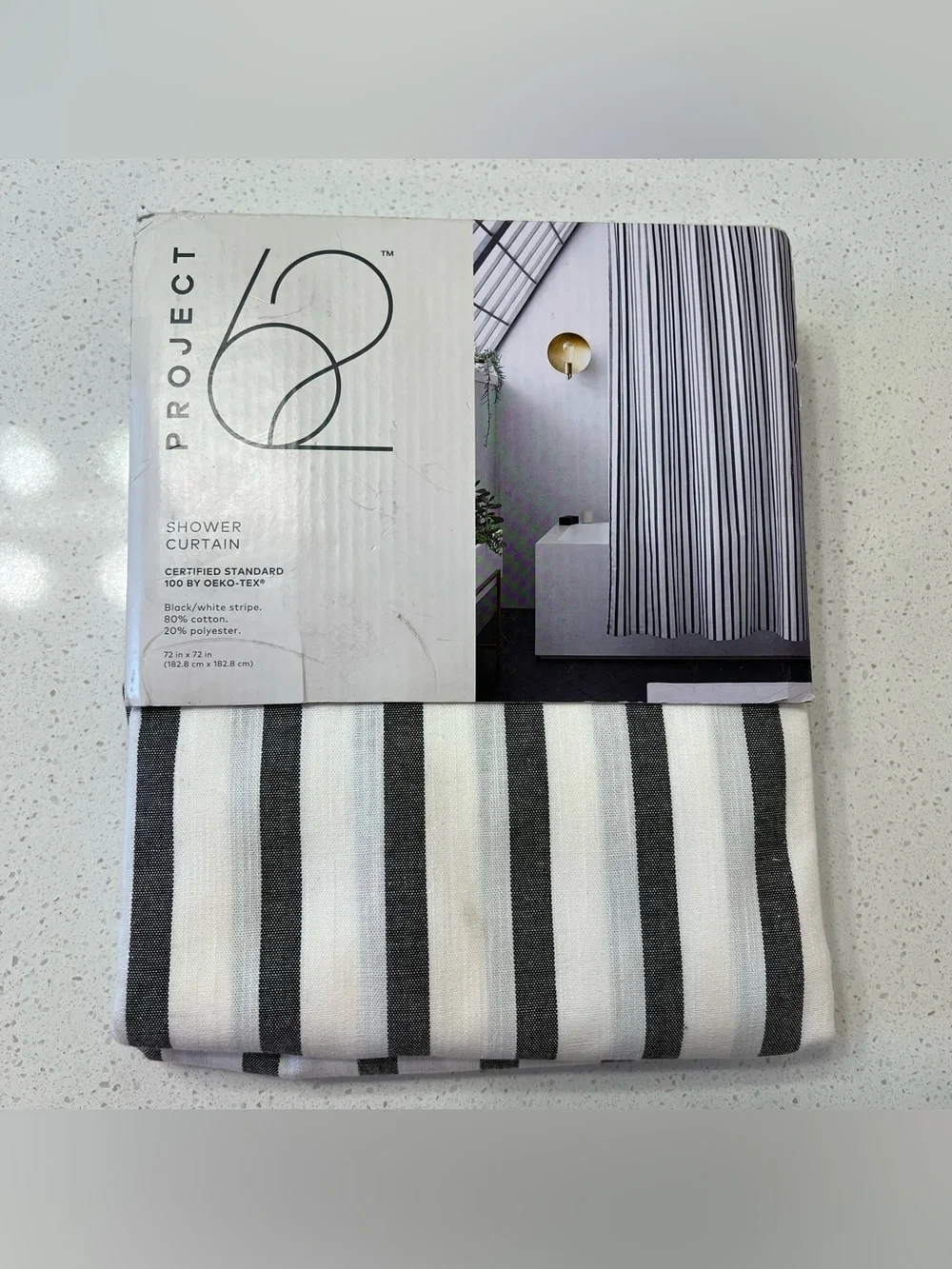 NWT Project 62 Balck/White Stripe Shower Curtain